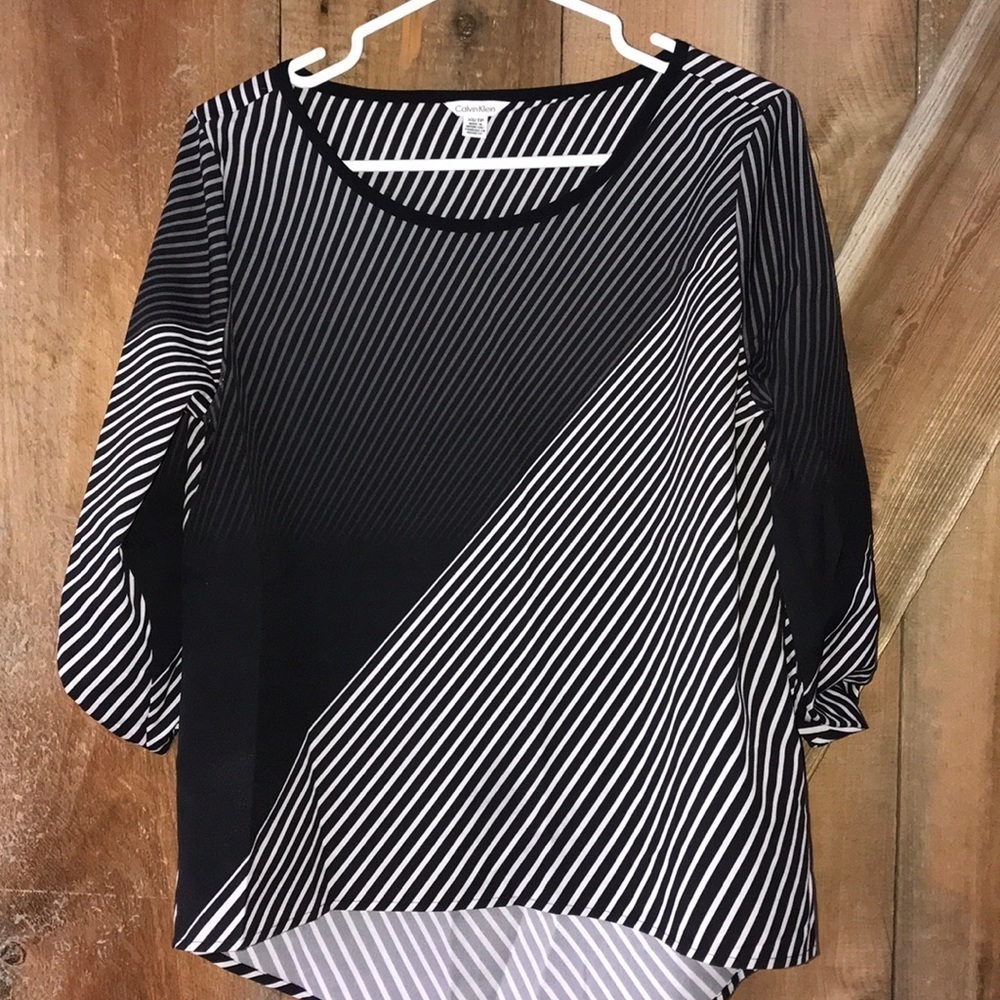 CALVIN Klein Black And White Blouse Size Xs